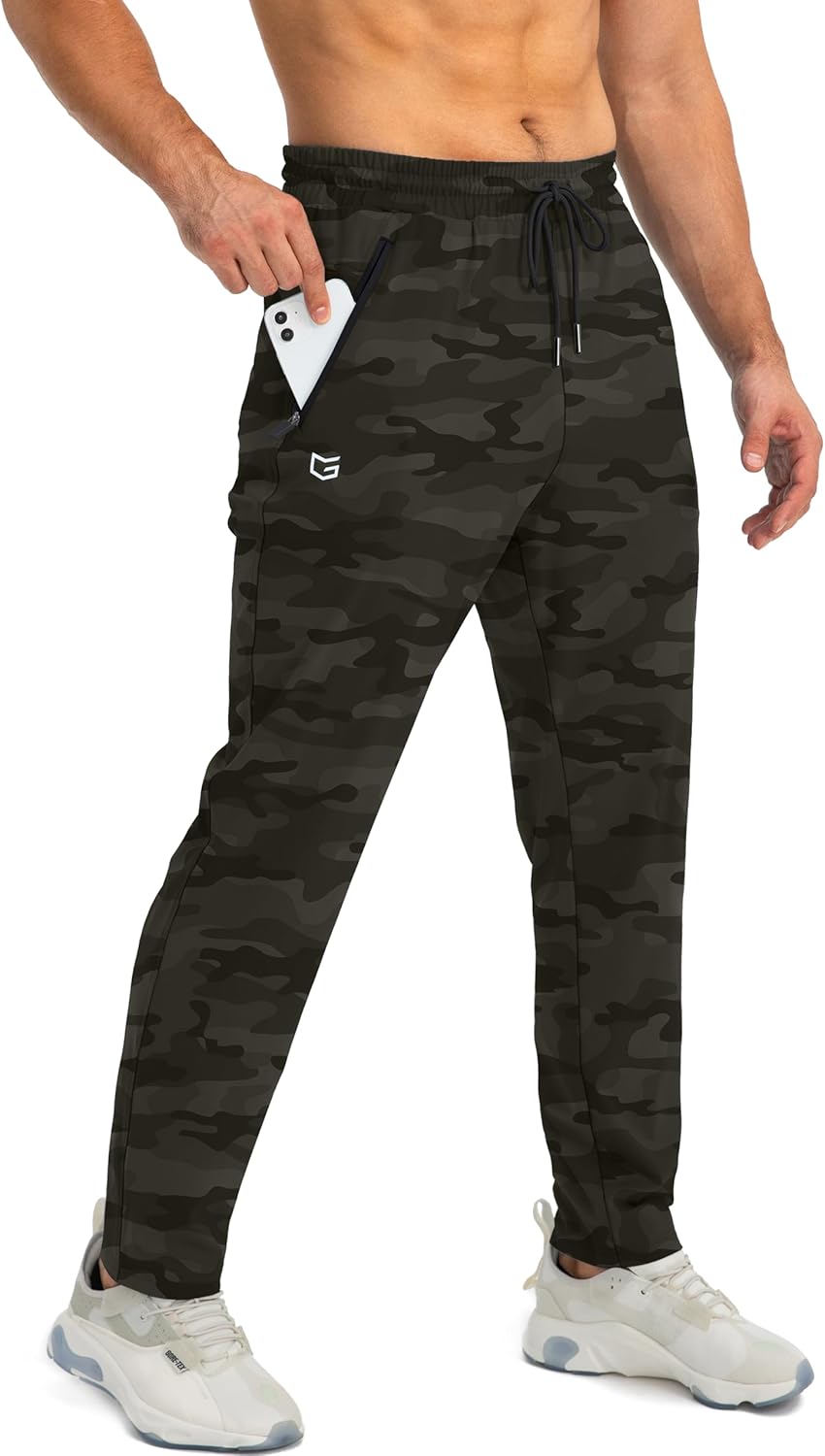 Men's Athletic Sweatpants with Zipper Pockets - Tapered Joggers for Workout, Jogging, Running