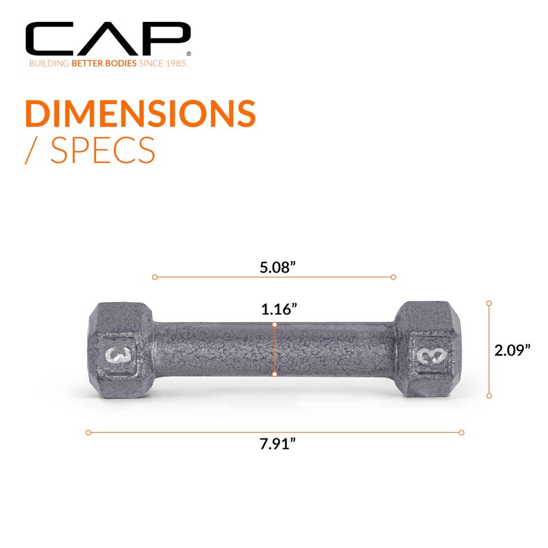 CAP Cast Iron Hex Dumbbell, Pair, 15 lb