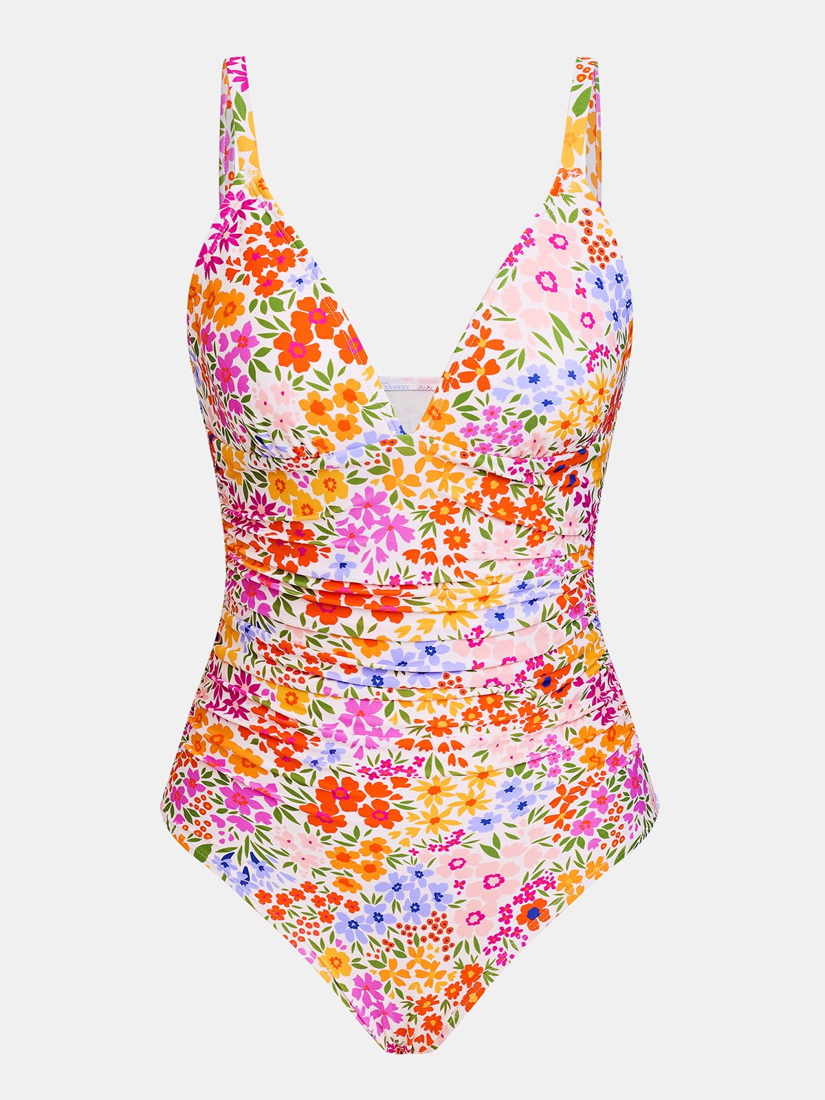 CUPSHE Women's One Piece Swimsuit Bathing Suit V Neck Ruched Adjustable Straps Spaghetti, XL