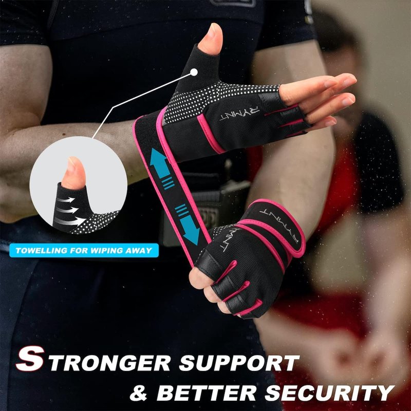Workout Gloves with Wrist Wrap Support - Full Palm Protection & Extra Grip for Men and Women | Ideal for Gym, Weightlifting & Pull-Ups