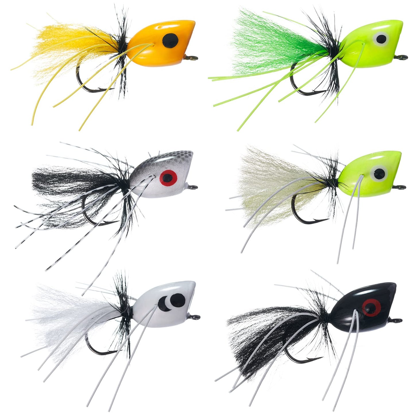 BASSDASH Popper Flies for Fly Fishing Bass Panfish Perch Topwater Fishing Lures