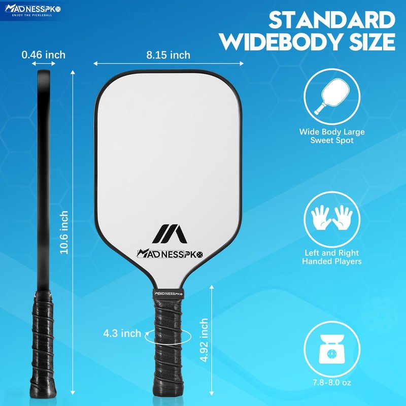 Pickleball Paddles Set of 4 Frosted Fiberglass Rackets Honeycomb Core Pickleball Set with 4 Pickleball Paddles+ 4 Pickleball Balls+ 1 Bag+ 4 Replacement Soft Grip+ 2 Towel