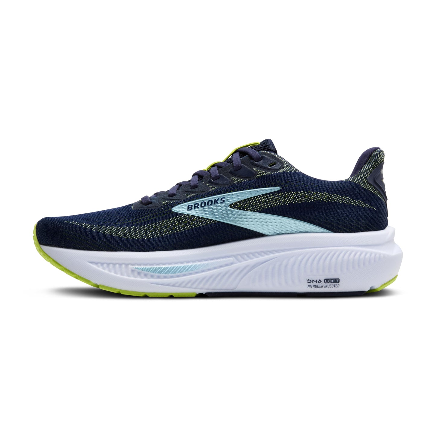 Brooks Men’s Ghost 17 Neutral Running Shoe - Peacoat/Lime/Blue - 7.5 Narrow