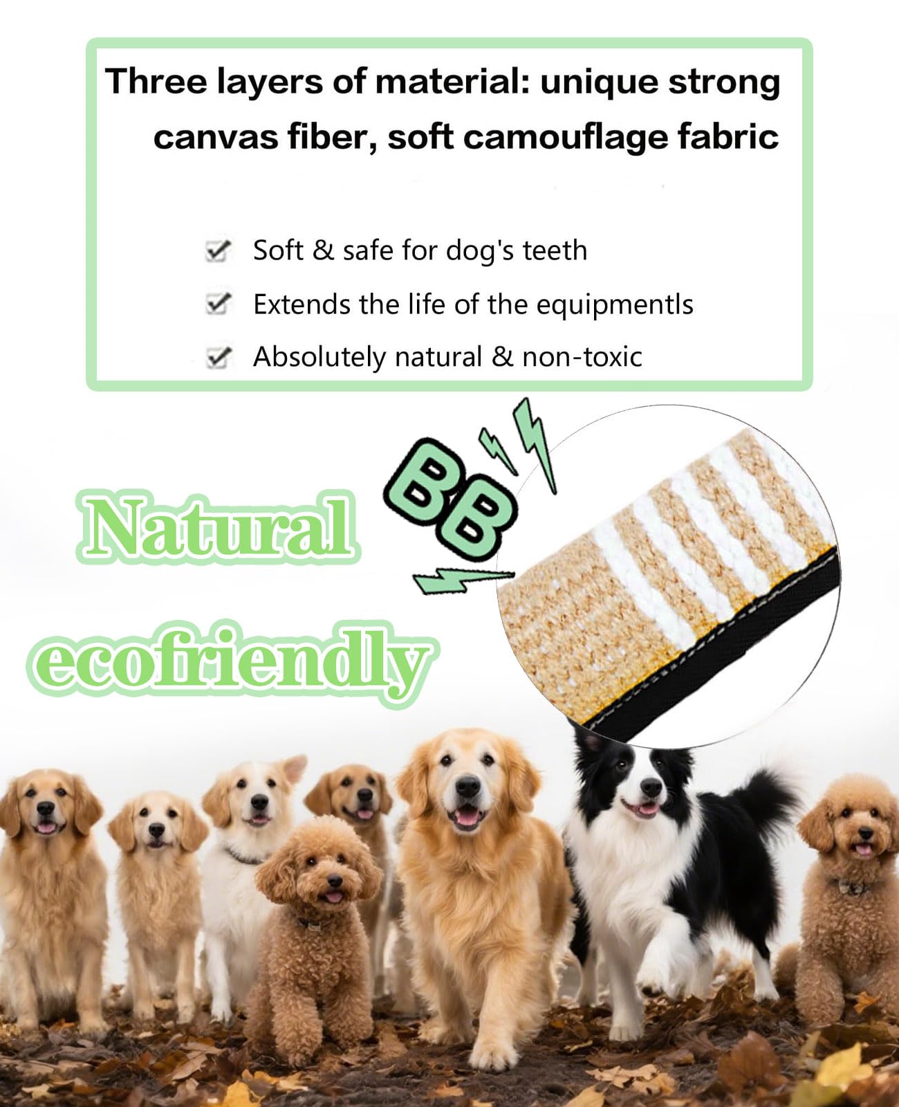 Clysoru Squeaky Tug Toy for Dogs Jute with 2 Strong Handles Lasting Training Equipment Puppy to Large Dog Interactive Toys of War Pull Indestructible Rope Pet Crinkle Teething
