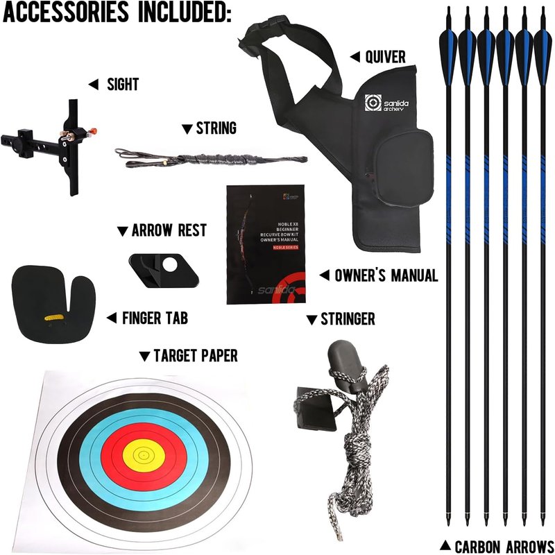 Recurve Bow and Arrows Kit for Beginners | 48-70 Inch Wooden Takedown Archery Set for Adults & Youth