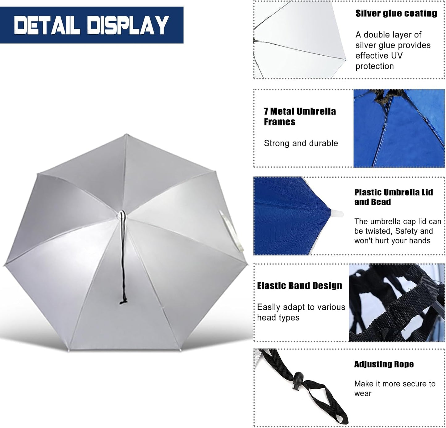 Hands-Free Umbrella Hat - 37in Waterproof UV Protection Cap | Lightweight Design for Outdoor Activities