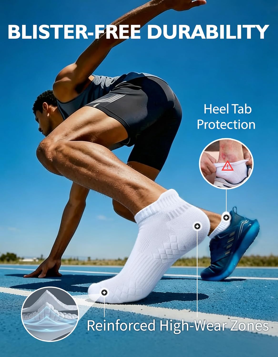 Men’s Running Socks - Cushioned Ankle Athletic Socks | Breathable Cotton, 6 Pairs