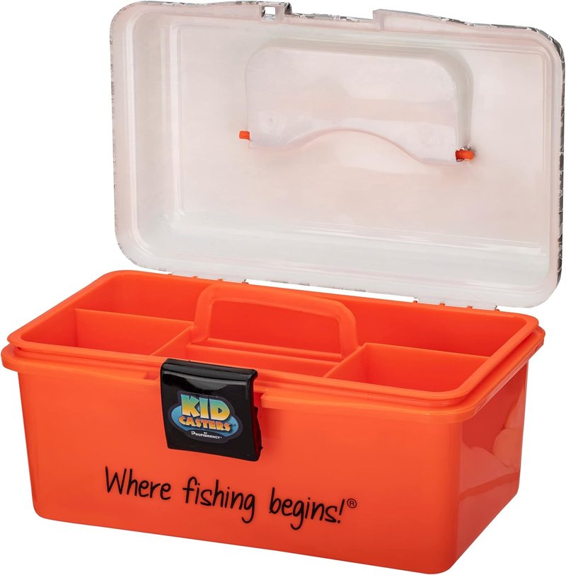 Orange Tackle Box for Kids - Removable Tray & Easy Locking Latch | Durable Design