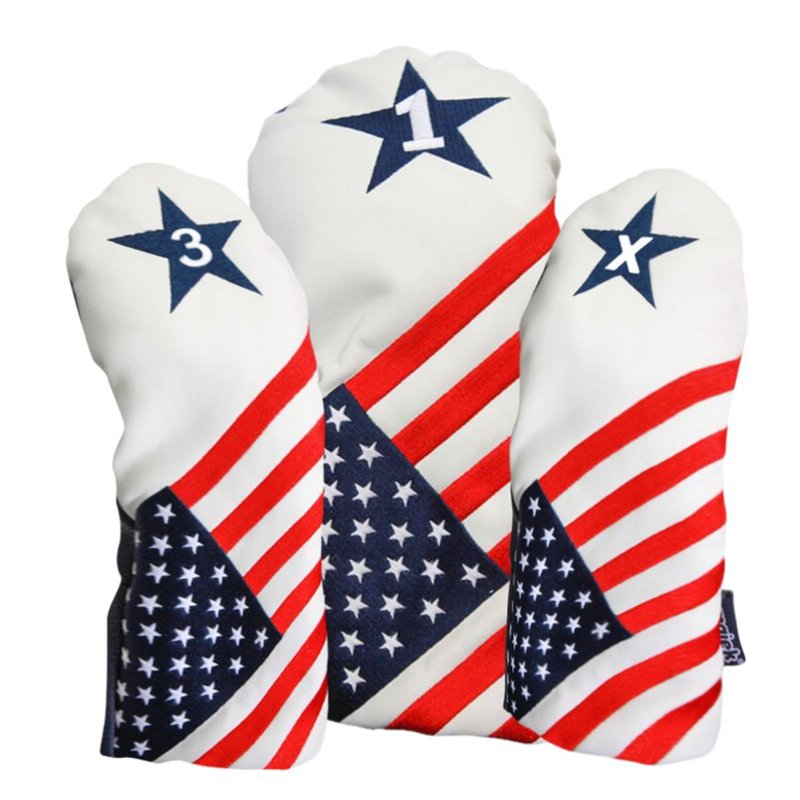 USA 1 3 X Golf Headcover Patriot Vintage Retro Patriotic Driver Fairway Wood Head Cover
