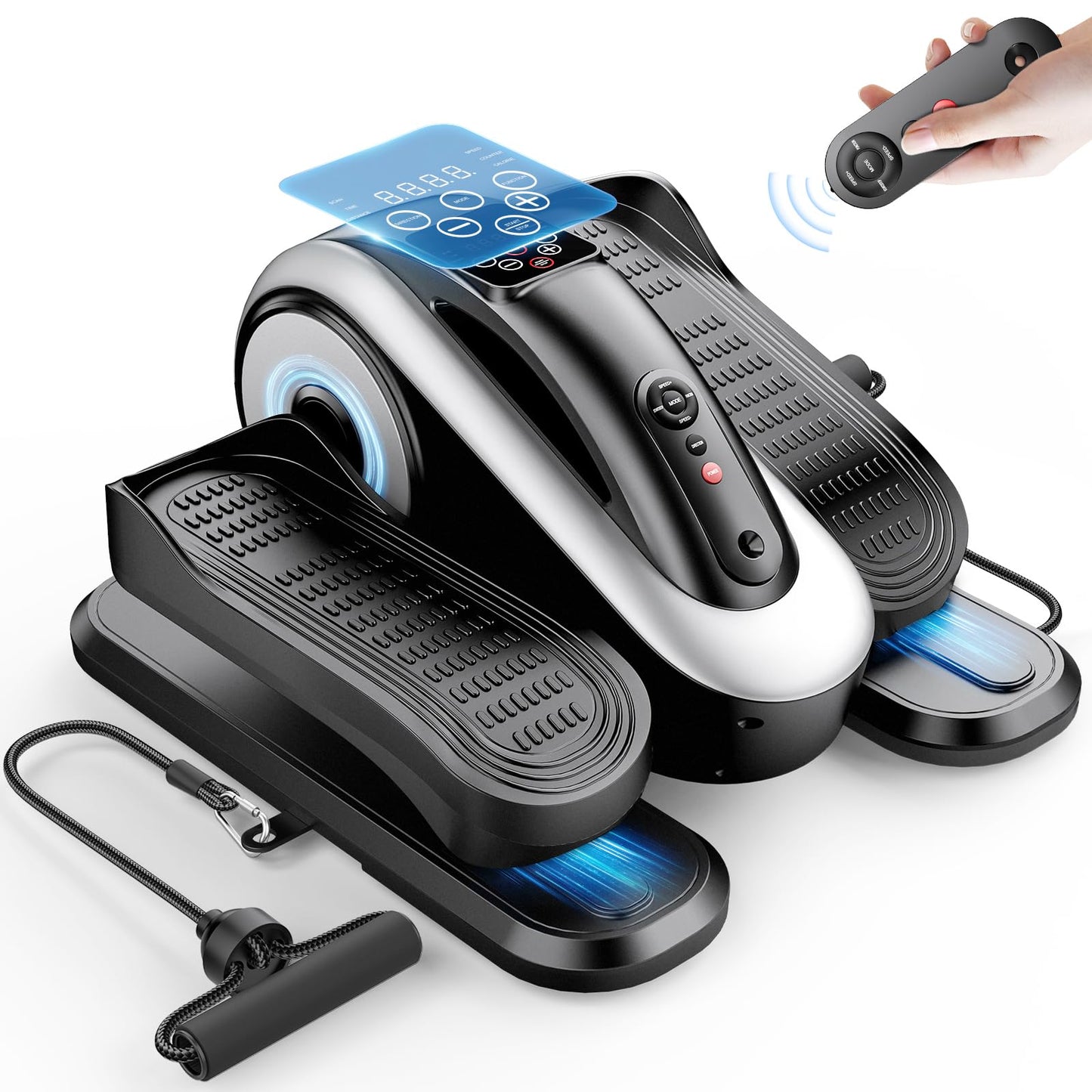 LVPIMAN Large Size Under Desk Elliptical Machine,Electric Leg Exerciser for Seniors,12 Adjustable Speeds&12 Modes with Remote Control,Elastic Rope,Manual&Auto Mode for Home Office