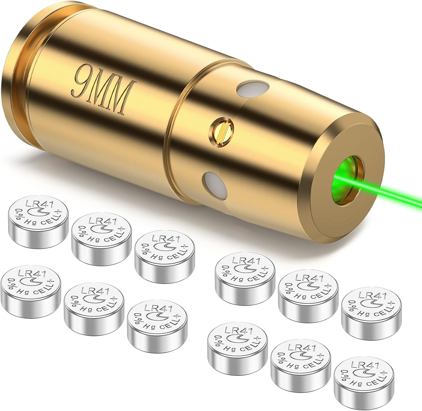 9mm Green Laser Bore Sight - EZshoot Boresighter with 12 Batteries for Precision Targeting