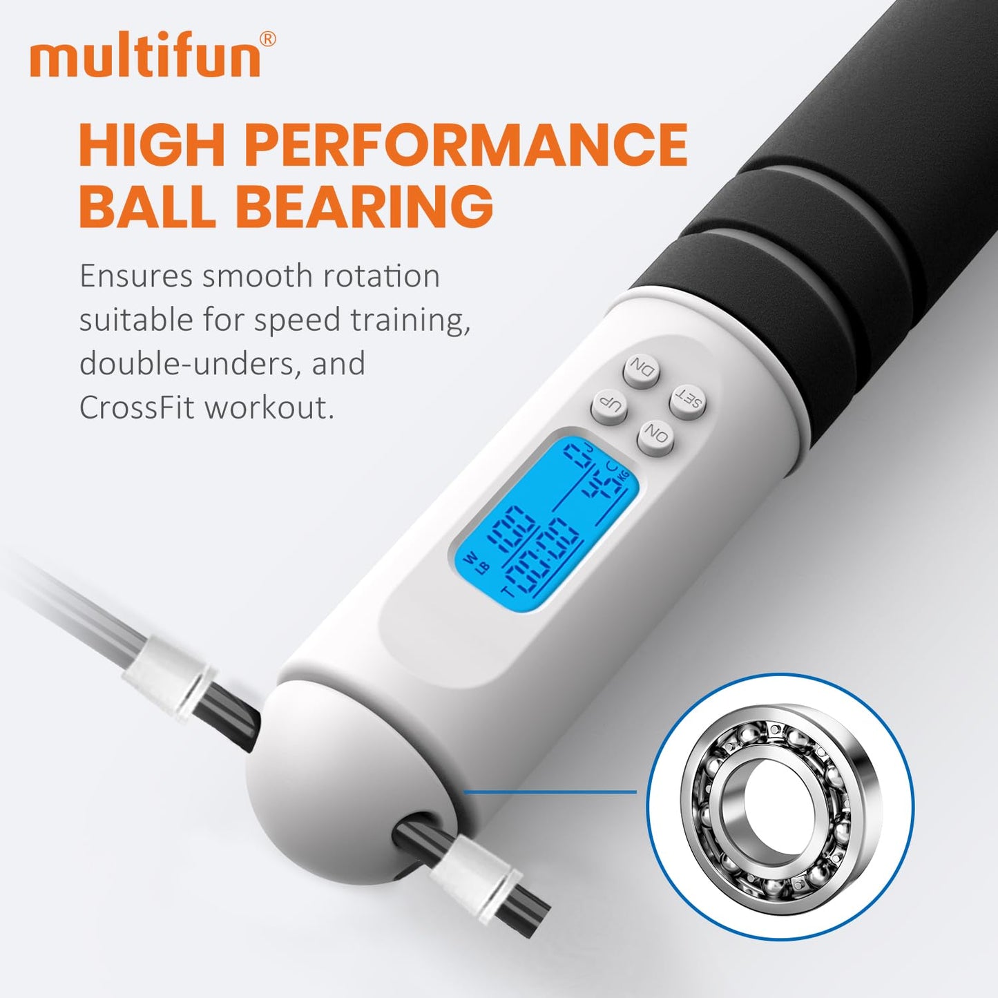 Jump Rope, multifun Speed Skipping Rope with Calorie Counter, Adjustable Digital Counting Jump Rope with Ball Bearings and Alarm Reminder for Fitness, Crossfit, Exercise, Workout, Boxing, MMA, Gym