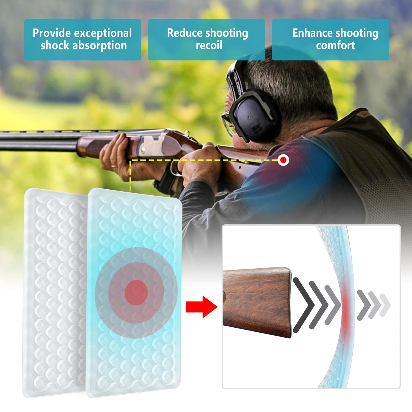 Ludex Recoil Pad Replace OEM Browning Reactar G3 Recoil Pad, for Shooting Shirt or Vests, Enhance Shooting Comfort with Precision and Durability, Shoulder Pads for Shooting Vests (Recoil pad-#1)
