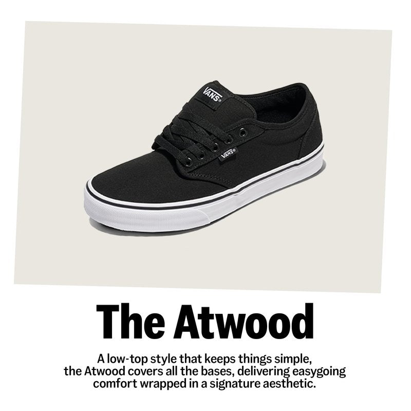 Vans Women's Atwood Shoe | Low-Top Fashion Sneakers for Work, Walking & Casual Everyday Wear, Black/Black, 7