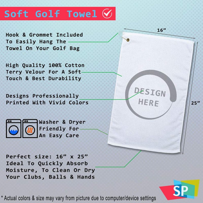 Golf Towel Arizona Flag State Cotton Bag Accessories White
