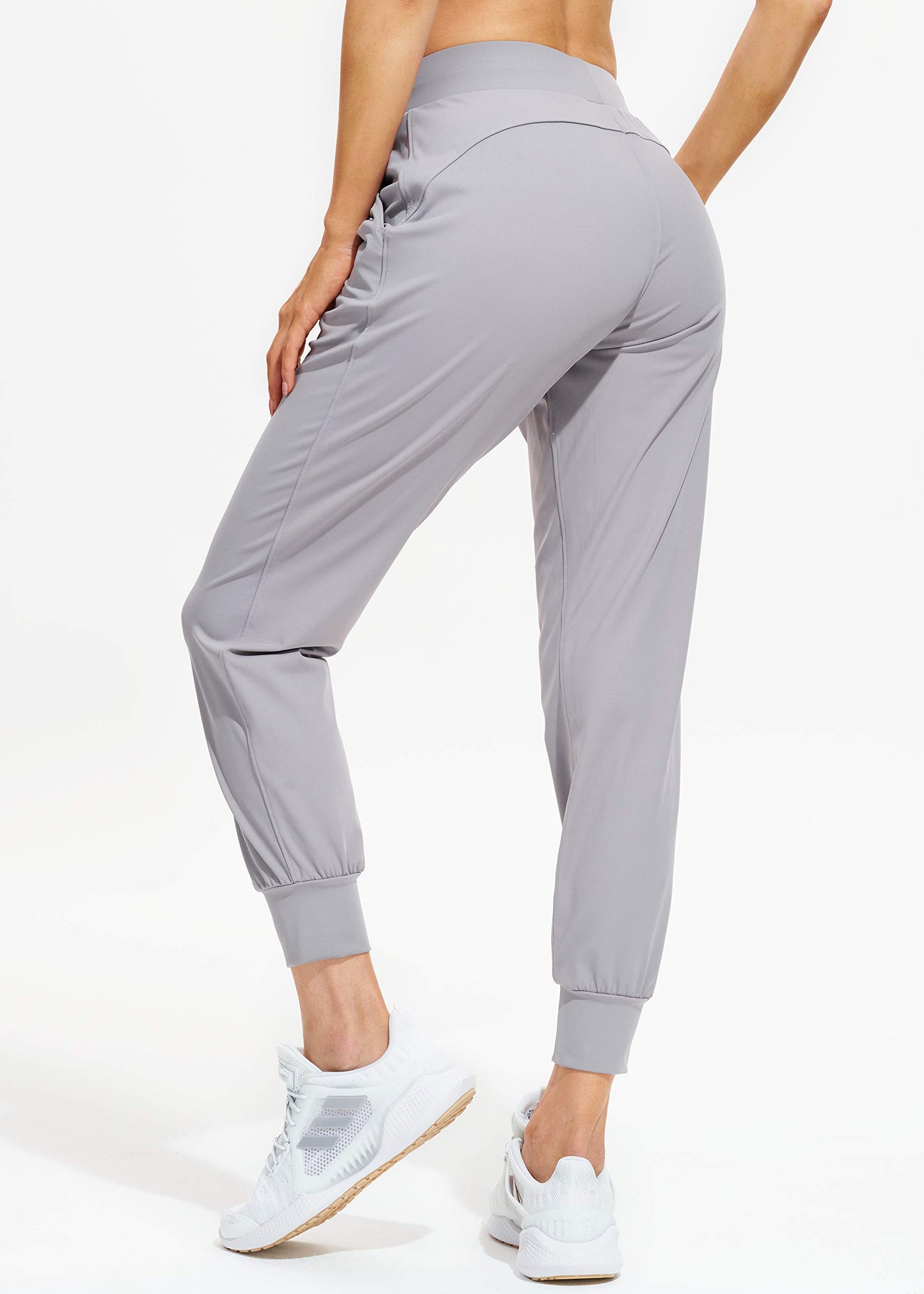 Libin Women's Joggers Pants Athletic Sweatpants with Pockets Running Tapered Casual Pants for Workout,Lounge, Light Grey 3XL