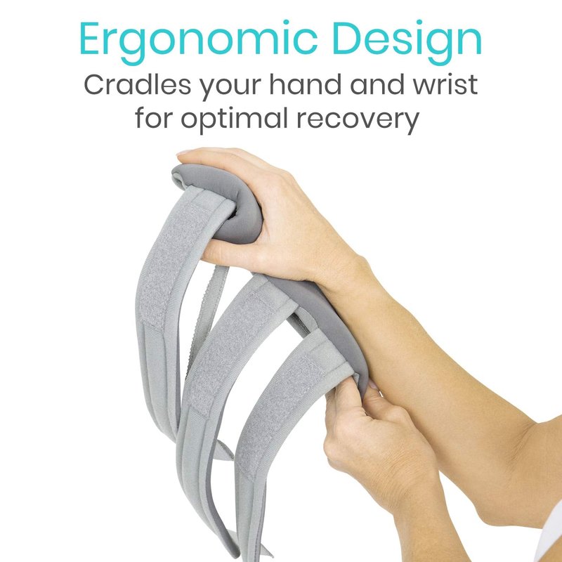 Vive Resting Hand Splint (Right) (w/ Rehab Video App) - Night Immobilizer Wrist Finger Brace - Thumb Stabilizer Wrap - For Arthritis, Tendonitis, Carpal Tunnel Pain - Functional Support For Sprains Fractures (Medium)