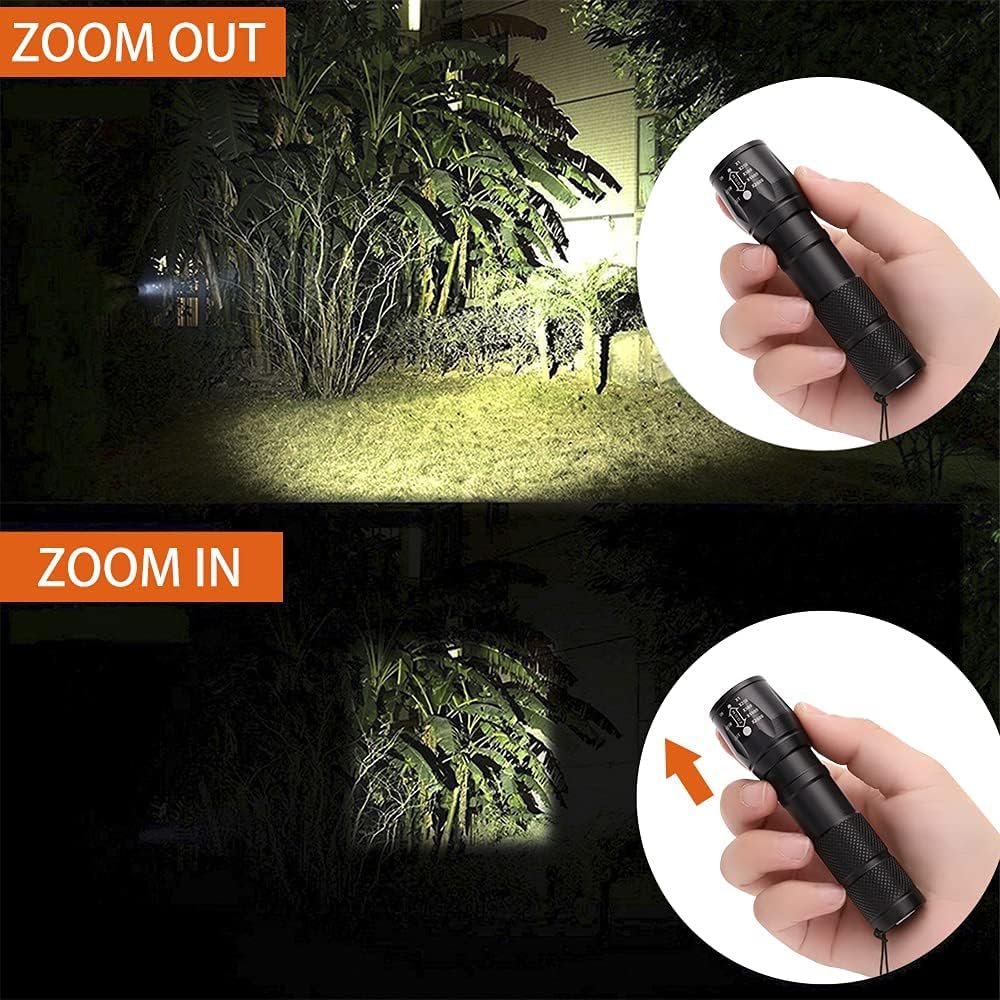 KunHe 4 Pack USB Rechargeable Mini Small LED Flashlights, Camping Lantern Combo Flashlight, Bright High Lumens EDC Flash Light, Christmas Gifts for Men