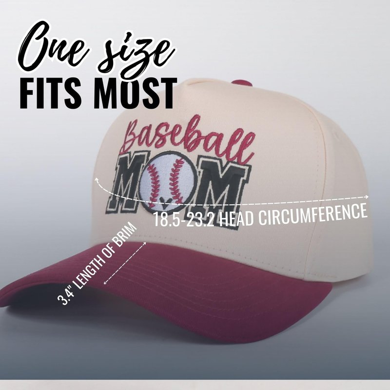 InnoBeta Baseball Mom Gifts Cap, Funny Adjustable Embroidered Hat Gifts on Mother's Day, Birthday, Christmas, Red-Beige