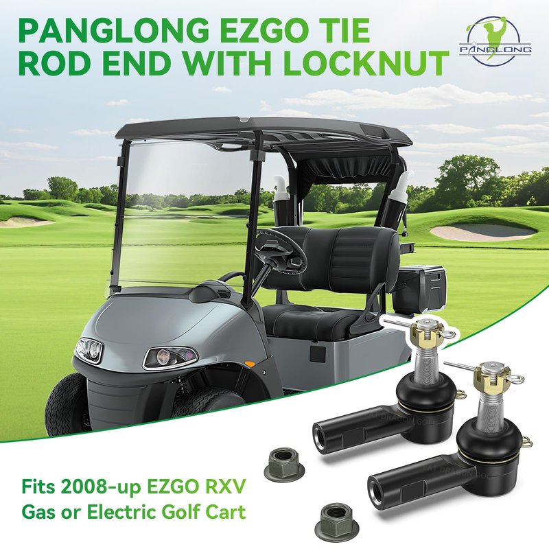 Panglong EZGO RXV Tie Rod End with Locknut (2PCS), Golf Cart Tie Rod End Suitable for 2008-up EZGO RXV Model, RXV Steering Tie Rod OEM 604614