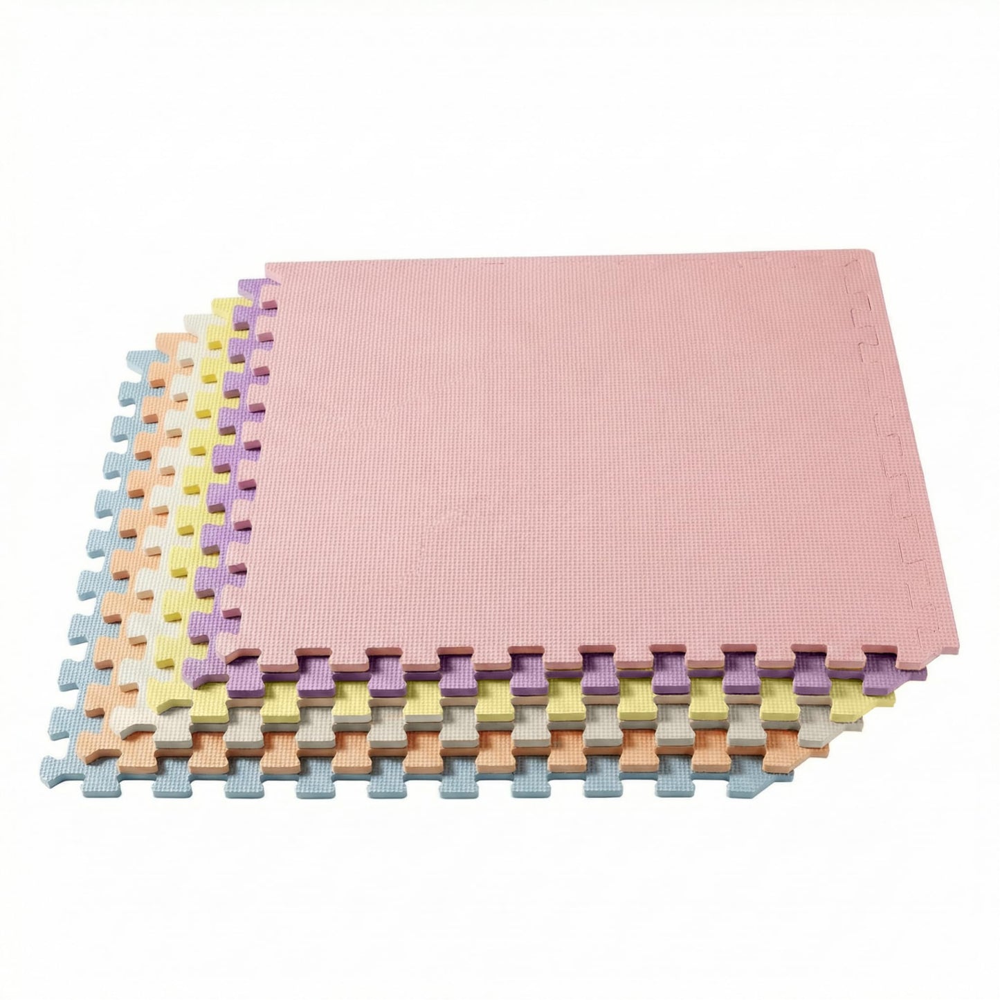 We Sell Mats 3/8" Thick Multipurpose EVA Foam Exercise Floor Mat, Interlocking Tiles, Anti-Fatigue for Home or Gym, 24 in x 24 in, 12 Tiles, Pastel