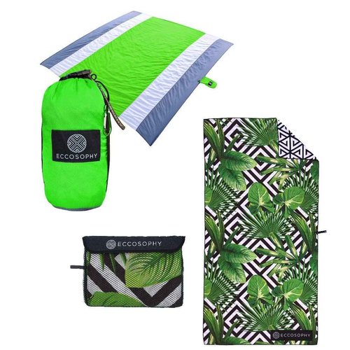 ECCOSOPHY Sandproof Beach Blanket and Quick Dry Microfiber Beach Towel Collection.