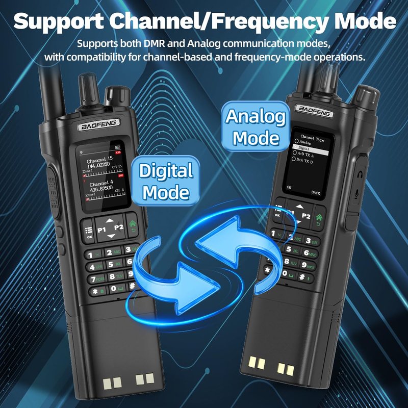 BAOFENG Radio DM32 DMR Radio10W Long Range Ham Radio Handheld 3800mAh Rechargeable Walkie Talkies NOAA Weather Radio DM-32UV Two Way Radio with USB-C Charging,Copy Frequency for Survival Gear Hunting