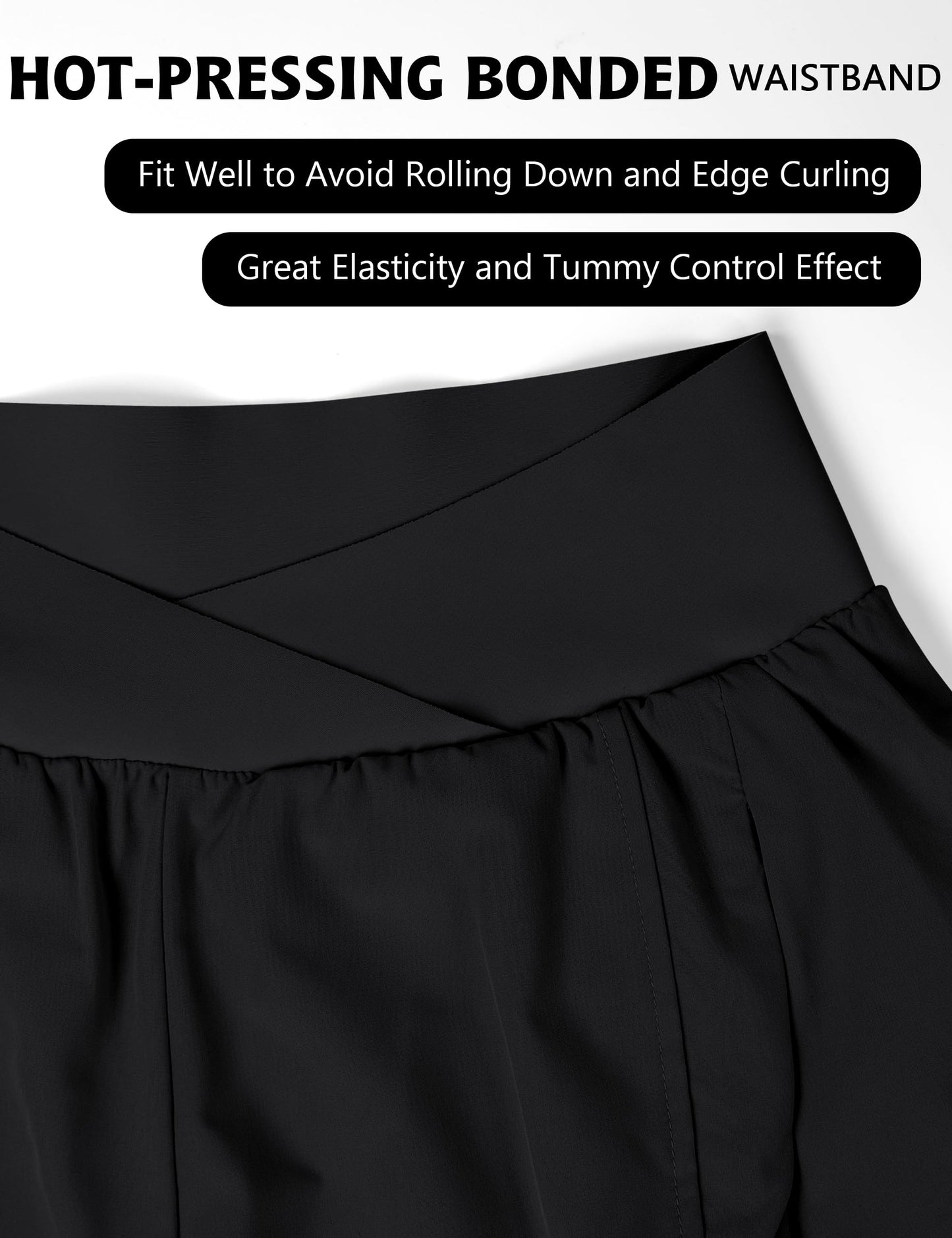 Blooming Jelly Women's Workout Shorts Athletic Running Crossover High Waisted Gym Sport Yoga Shorts with Zipper Pockets (Black,Small)