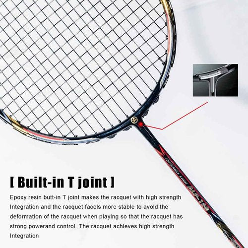 ALPSPORT ALP-188 Air 10U G5 Super Light Professional Full Carbon Fiber Badminton Rackets Set of 2, Graphite Padel Badminton Racquets for Outdoor Backyard Sports Including 1 Carrying Bag (Black)