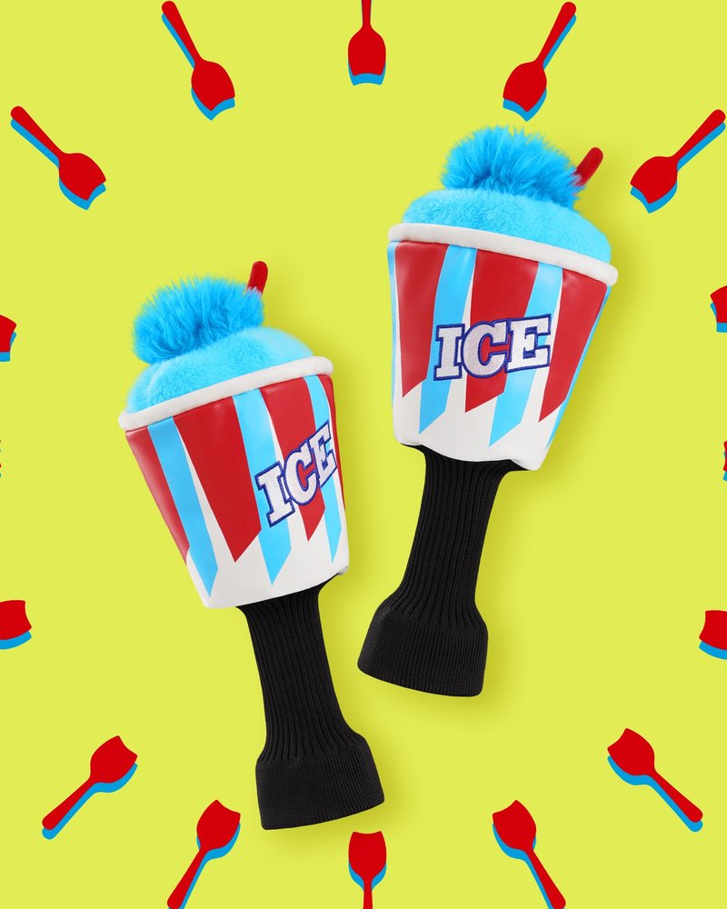Big Teeth Golf Driver Cover ICE Slushie Cup, Driver Covers for Golf Clubs, Funny Frozen 460cc Head Covers, Funny Milk Shake Ice Cream Golf Club Covers,Blue and Red Color