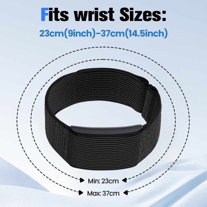 Yeahxing Band for Amazfit Helio Strap - Adjustable Nylon Bicep/Arm/Ankle 38cm Replacement Bands for Fitness Tracker, Secure Hook & Loop Design, Comfortable for Workout, Running, Yoga