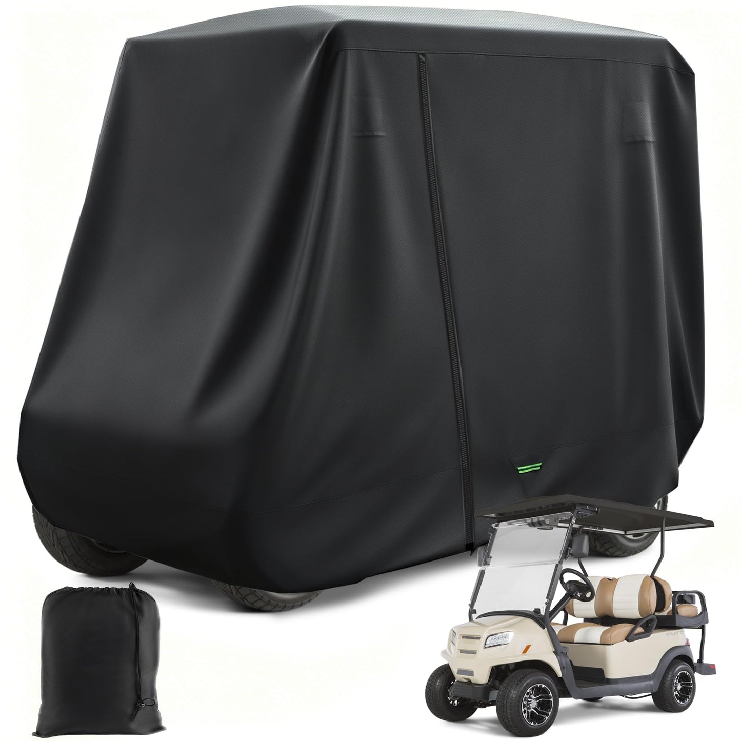 DRIVE UP Golf Cart Cover 2+2/4 Passenger, 420D Heavy Duty Oxford Golf Cart Cover with Three Zipper Doors and Windproof Adjustment Buckle, Waterproof Golf Cart Rain Cover for Most Yamaha EZGO Club Car