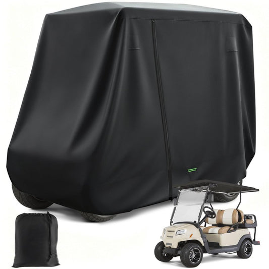 DRIVE UP Golf Cart Cover 2+2/4 Passenger, 420D Heavy Duty Oxford Golf Cart Cover with Three Zipper Doors and Windproof Adjustment Buckle, Waterproof Golf Cart Rain Cover for Most Yamaha EZGO Club Car