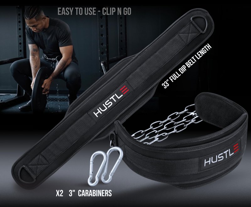 Dip Belt with Chain for Weightlifting – 42in Steel Belt Chain, 7in Padded Back Support, 400lb Capacity – Weighted Belt for Pullups, Dips, Squats – Heavy Duty Weight Belt for Men and Women