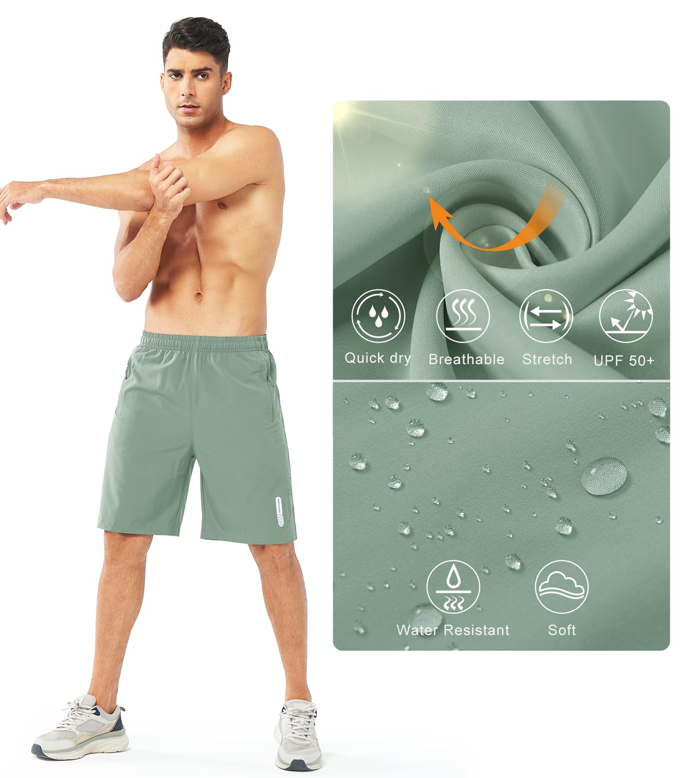NORTHYARD Men's Athletic Running Shorts Gym Workout 7"/9"/5" Quick Dry Lightweight Sports Basketball Tennis 3 Zipper Pockets LODENFROST-9inch XL