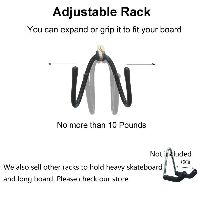 YYST Skateboard Wall Mount Wall Hanger Rack Storage Display - W/Hardware - No Board Included - W Style - 4/PK