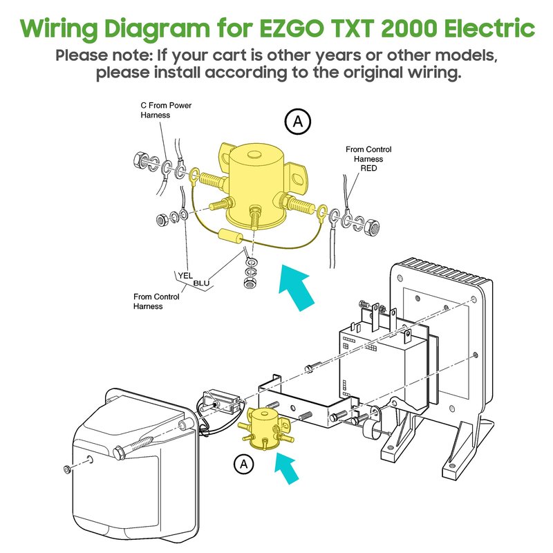 10L0L 36 Volt #70 Series Continuous Duty Solenoid Relay for EZGO TXT & Marathon 1980-2010 Electric Carts, Include Resistor & Diode, Replace OEM# 27855G01, 11761G1, 27855G02, 31680G1