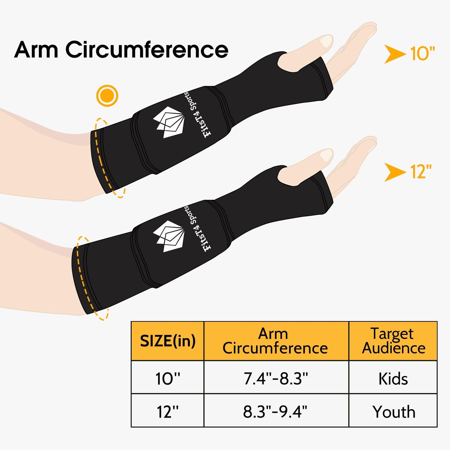 FitsT4 Sports Volleyball Arm Sleeves for Girls Passing Forearm Sleeves with Protection Pads and Thumbhole for Youth,Black 10"