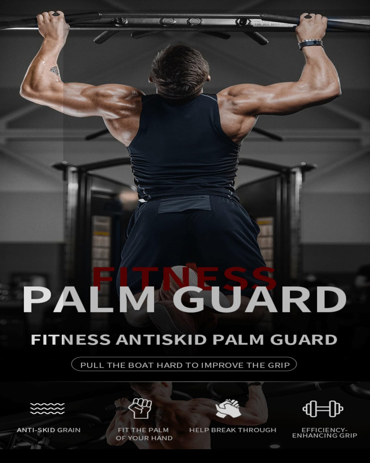 Workout Gloves for Women & Men - Anti-Slip Weight Lifting Grips with Rubber Grip, Fingerless Gym Hand Grips for Dumbbell Barbell Pull Up Grips Lightweight & Machine Washable with Storage Bag (XL)