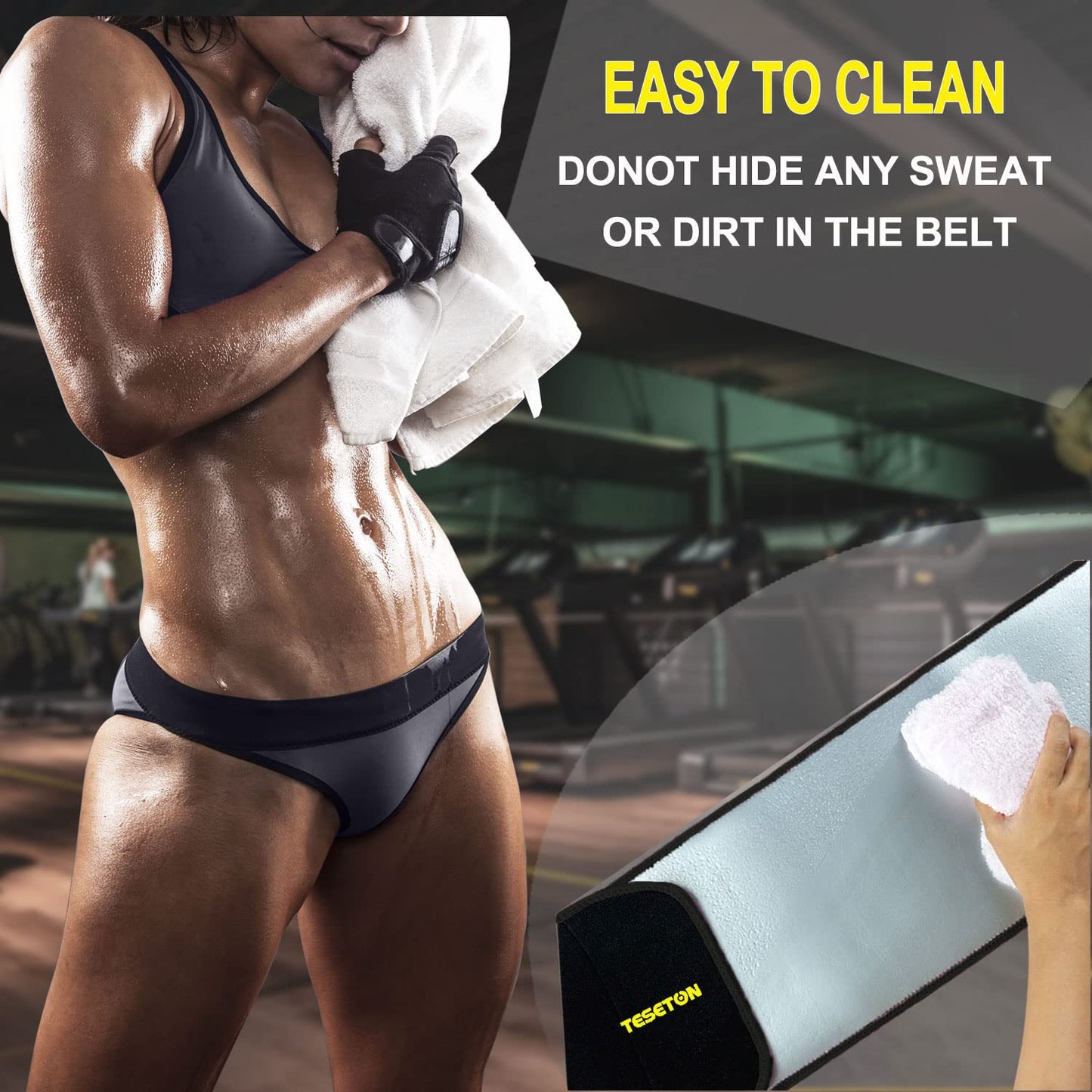 TESETON Waist Trainer Sweat Belt for Men Women 01 Black L