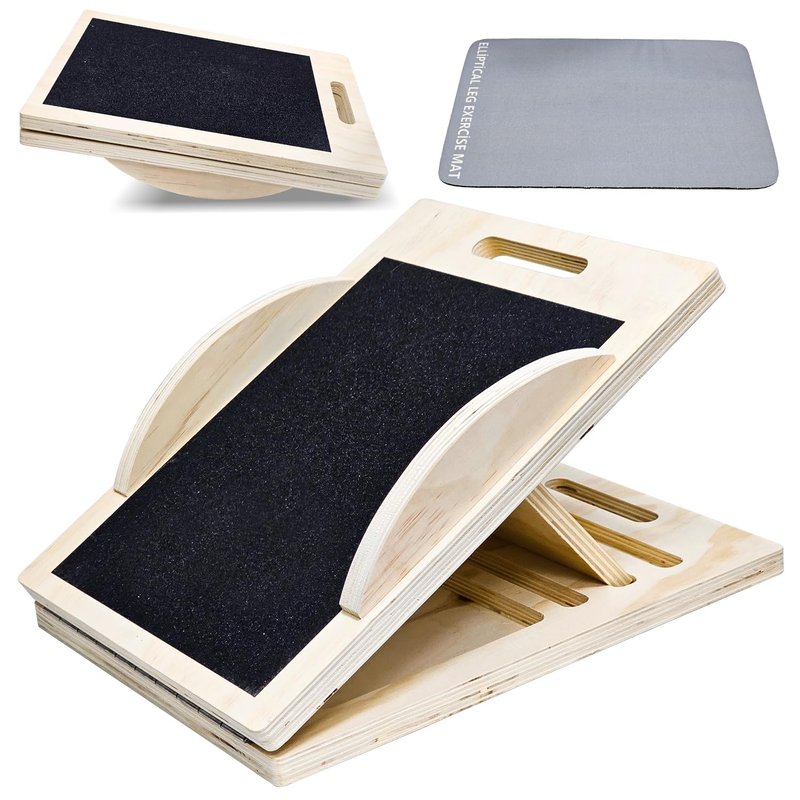 Socpuro Slant Board for Calf Stretching, 2-in-1 Calf Stretcher & Balance Board, Adjustable Wooden Incline Board for Leg Knees Heel Ankle
