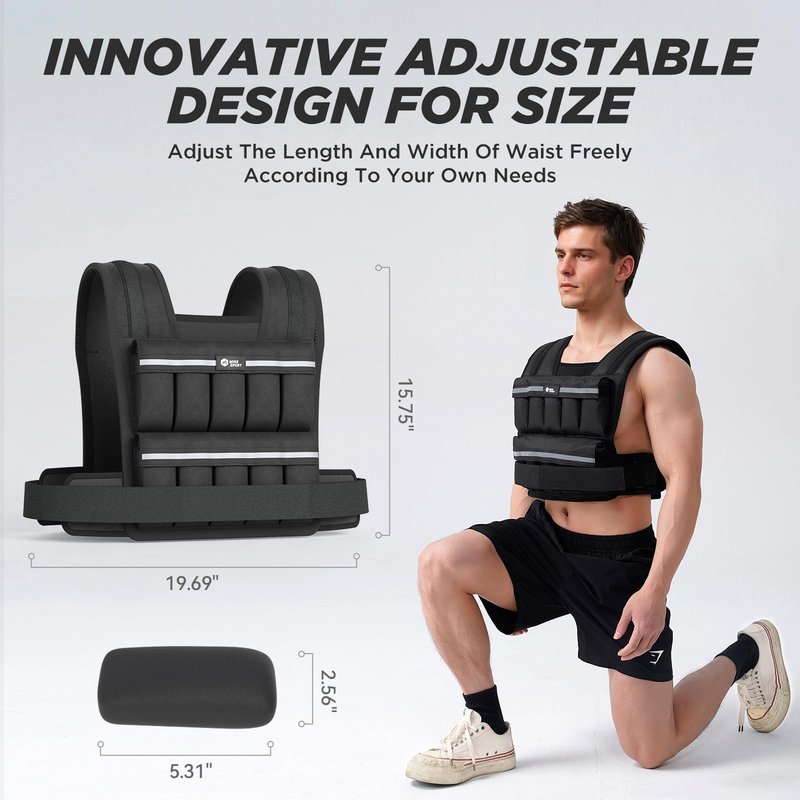 M Mike Sport Adjustable Weighted Vest for Women and Men,20lbs/30lbs Rucking Vest for Walking 20 In 1 Fast Adjust Weight Vest,Workout Vest for Home Gym Running Jogging Strength Training,30lb