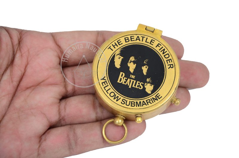 Antique Brass Finish Compass Yellow Submarine Beatle Finder Vintage Submarine Compass