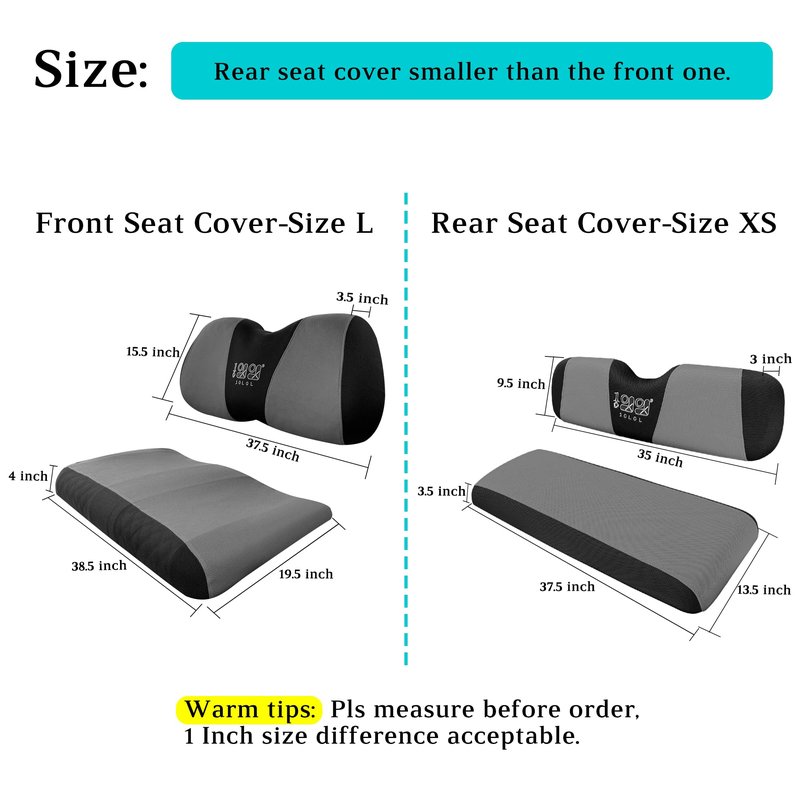 10L0L 4 Passenger Golf Cart Seat Covers, Front Rear Seat Cover Set for Yamaha G29 Drive, Club Car Precedent and Club Car DS Model, Made of 3D Air Mesh Polyester Fabric Breathable Washable - Grey