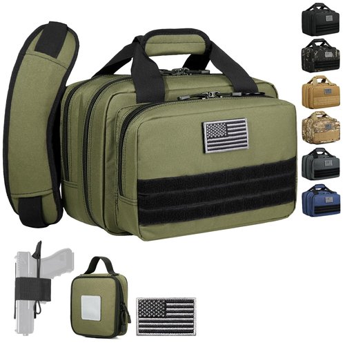 DBTAC Gun Case Bag Compact Small-PLUS | Tactical 3x Pistol Bag Handgun Revolver Shooting Case with Lockable Zipper for Shooting Range Outdoor Hunting, OD Green