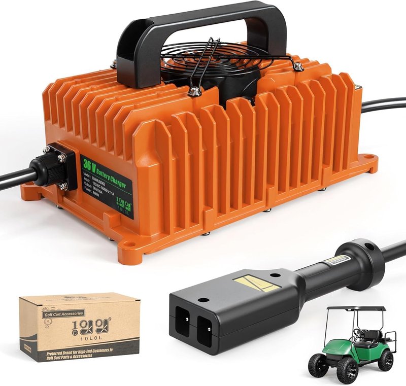 10L0L Smart Golf Cart Battery Charger for EZGO TXT, 18 AMP 36 Volt Golf Cart Charger with D Style Plug Fits Lead-Acid and Lithium Battery