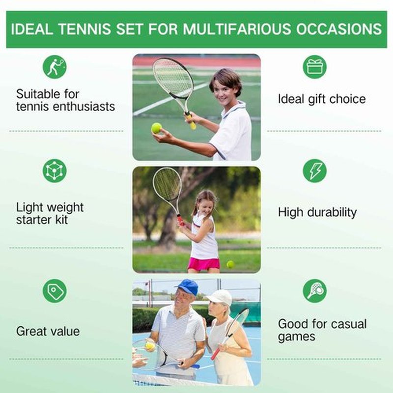 Motionchic 6 Pcs Tennis Rackets for Adult Recreational 6 Players 27'' Tennis Racket Set with 3 Balls Lightweight Tennis Rackets for Tennis Training Beginner with Overgrip and Bag(Red)