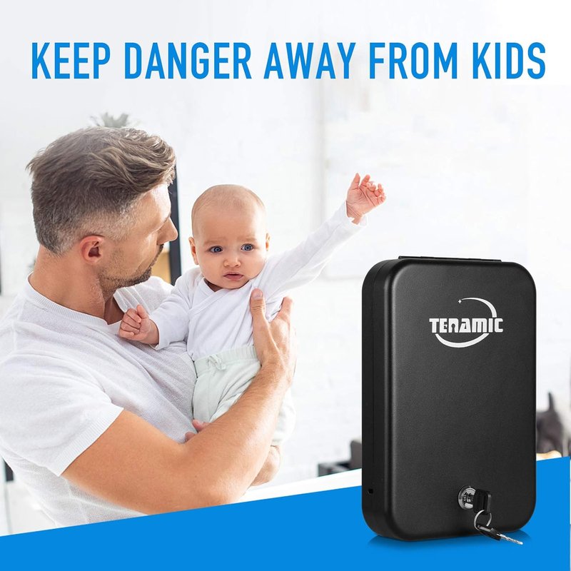 Portable Gun Safe - Solid Steel Handgun Lock Box for Travel | Black