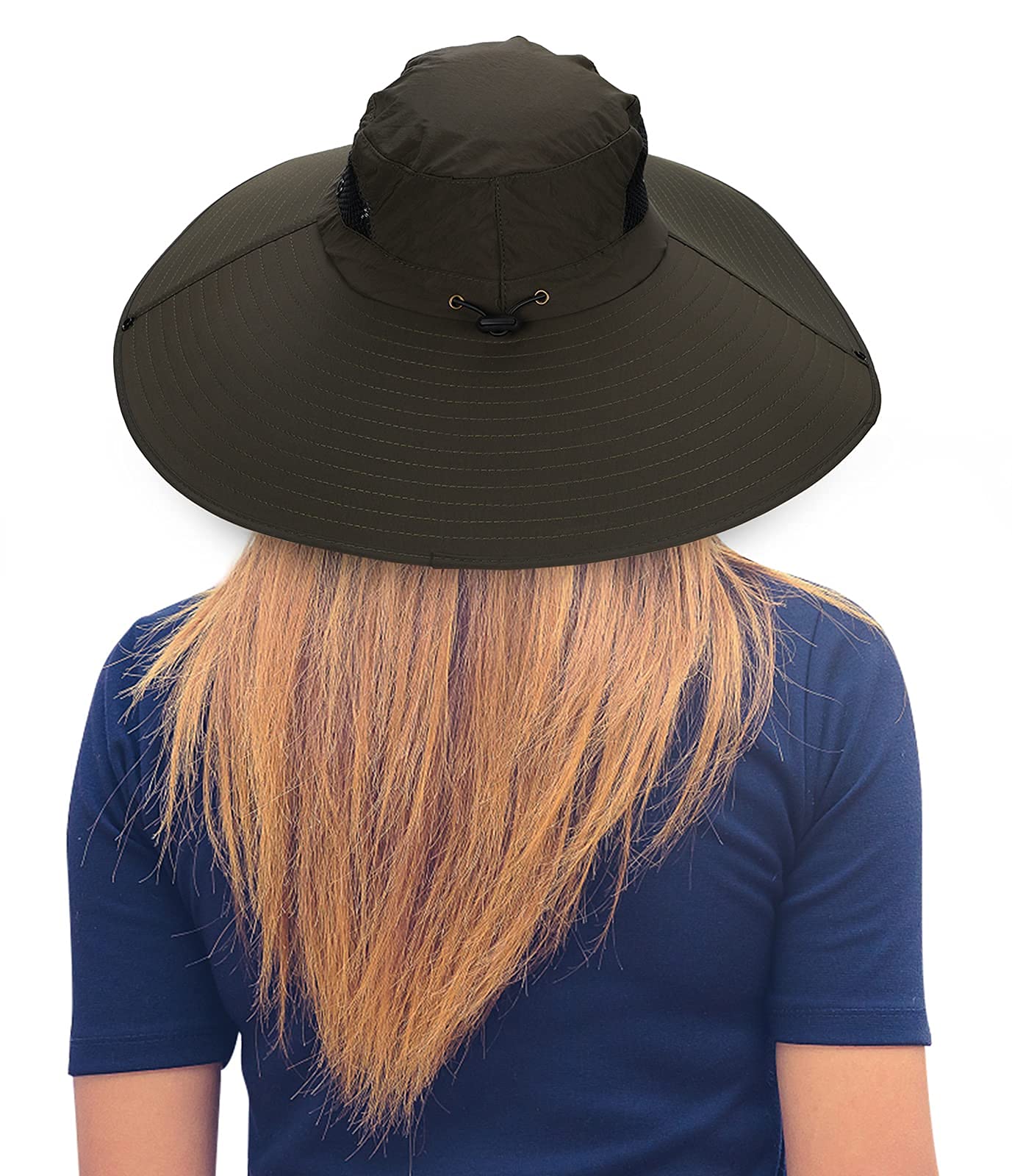 Leotruny Women Super Wide Brim Sun Hat UPF50+ Waterproof Bucket Hat for Fishing, Hiking, Camping (C05-army Green)