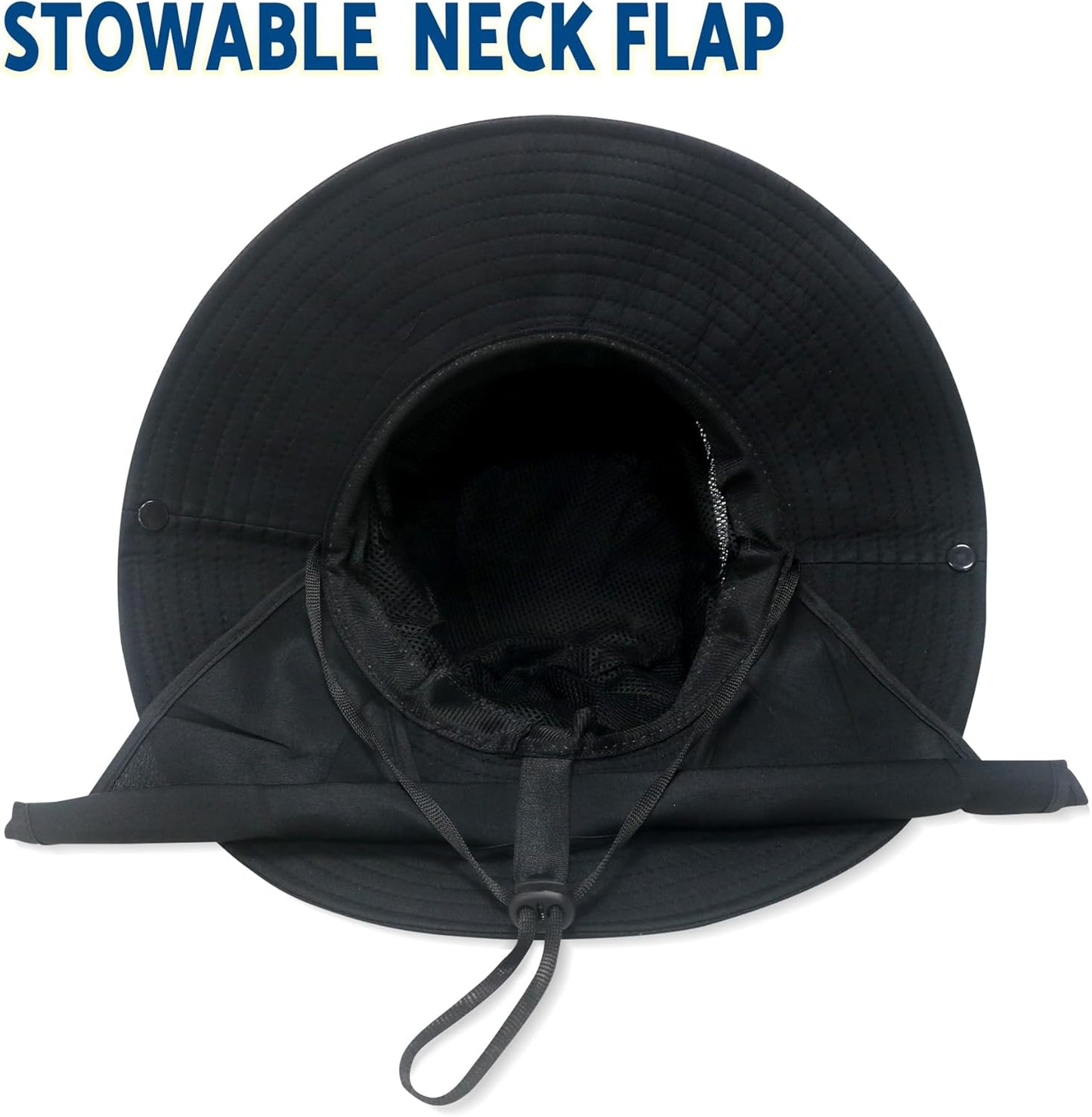Sun Fishing Hat with Neck Flap - UV Protection Wide Brim Bucket Hat for Men & Women
